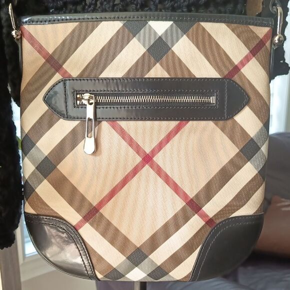 🤎BURBERRY Supernova Check Small Dryden Crossbody Bag Black - Picture 5 of 12
